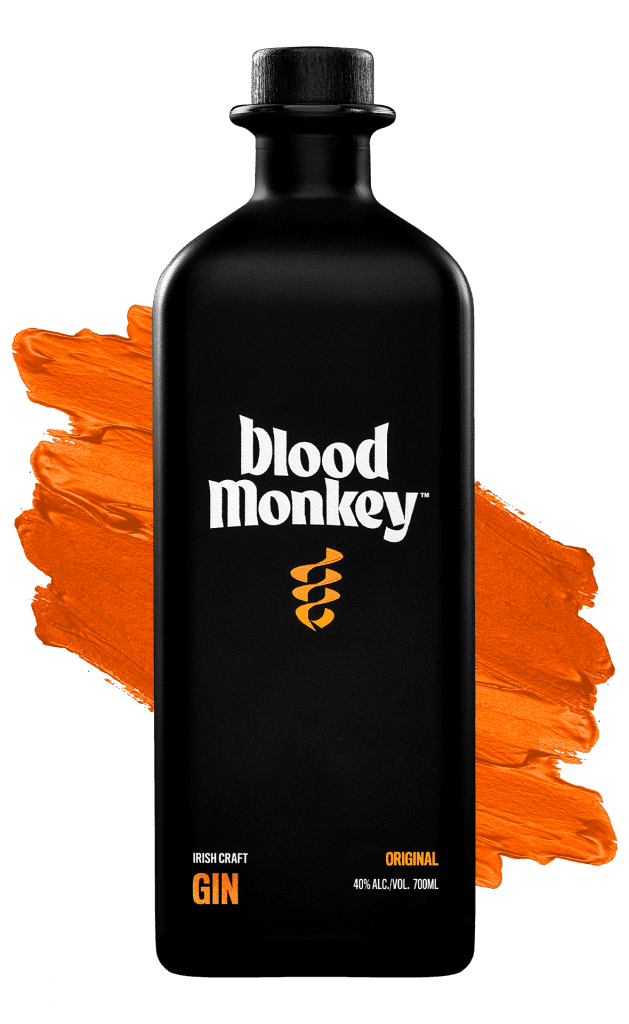 Blood-Monkey-Gin-Irish-Gin-with-orange-paint-background